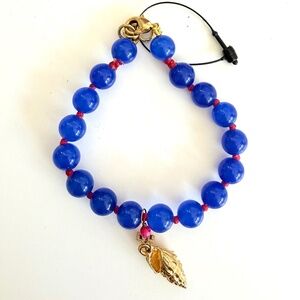 Rosantica Blue Beads Bracelet with Gold Seashell Charm Coastal Nautical Shells
